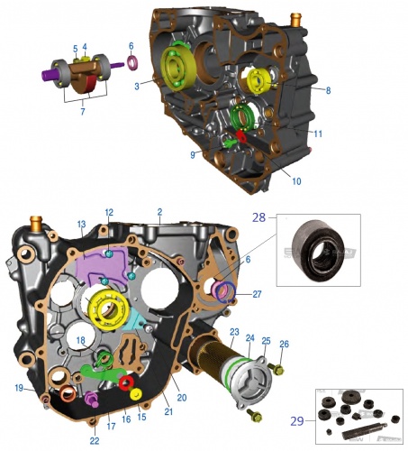 Двигатель (правый картер) RS200 (19/20)
