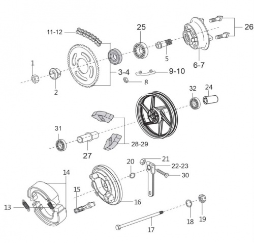 Колесо заднее BM125X UG (30)