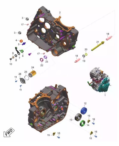 Двигатель (правый картер) Dominar400 Touring UG2 10