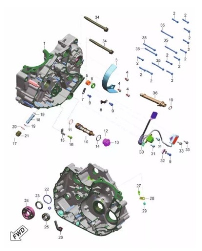 Двигатель (левый картер) Dominar400 Touring UG2 11