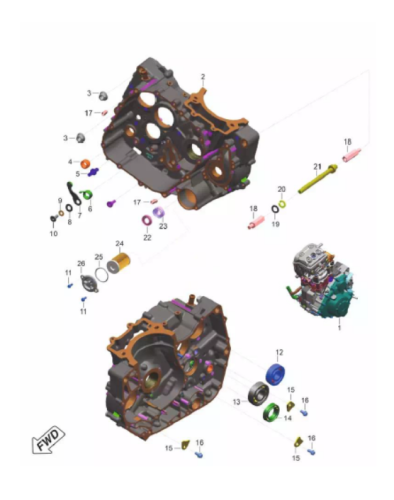 Двигатель (правый картер) Pulsar NS400Z 11