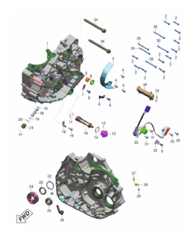 Двигатель (левый картер) Pulsar NS400Z 12
