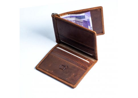 Портмоне/кошелёк Tri Fold Money Clip CARBONADO, коричневый