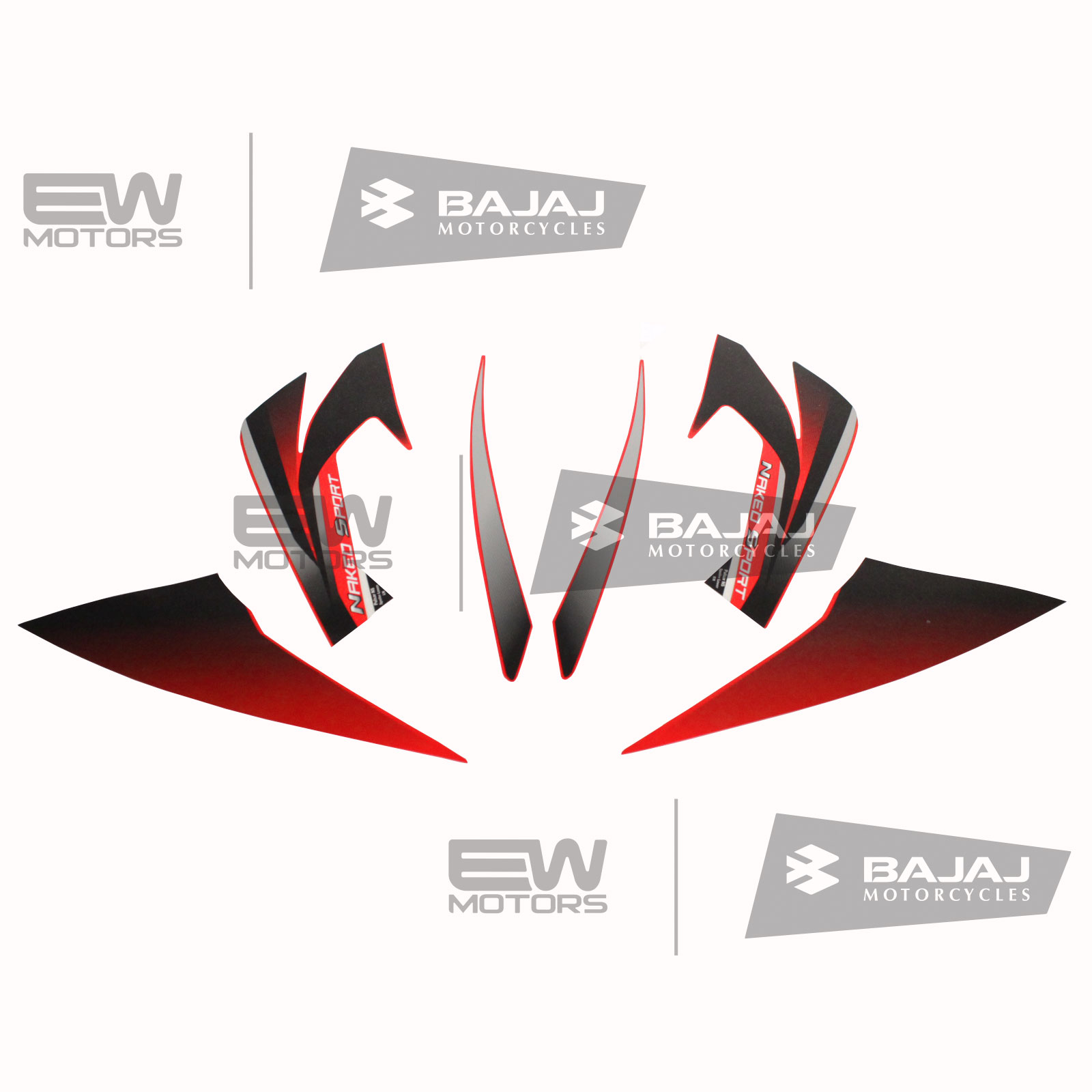 К-т наклеек на передний бок. пластик, красный 36JL0054 BAJAJ