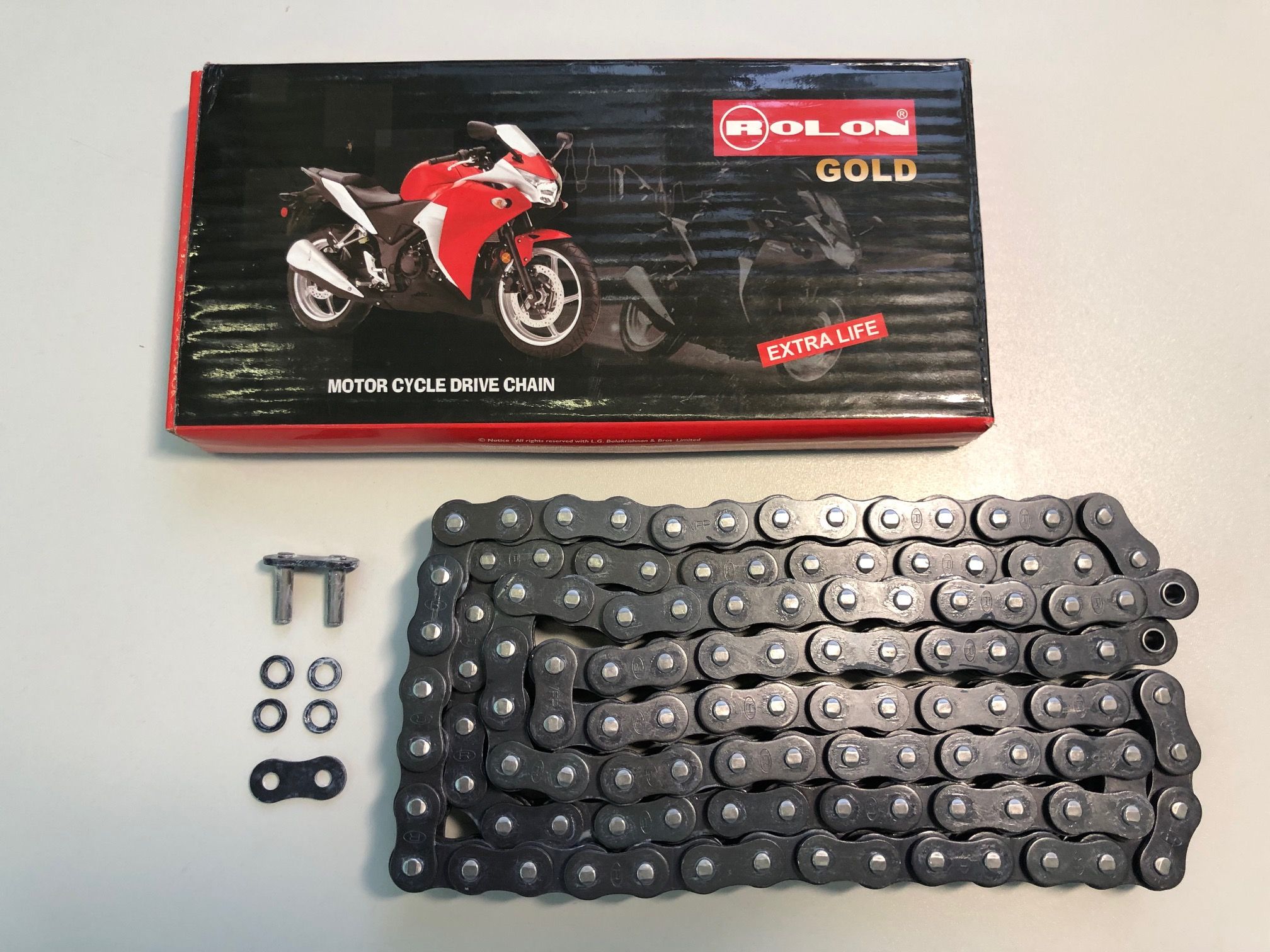 Цепь ROLON 520HNXR 124 звена, усиленная, сальниковая X-Ring, замок под заклёпку