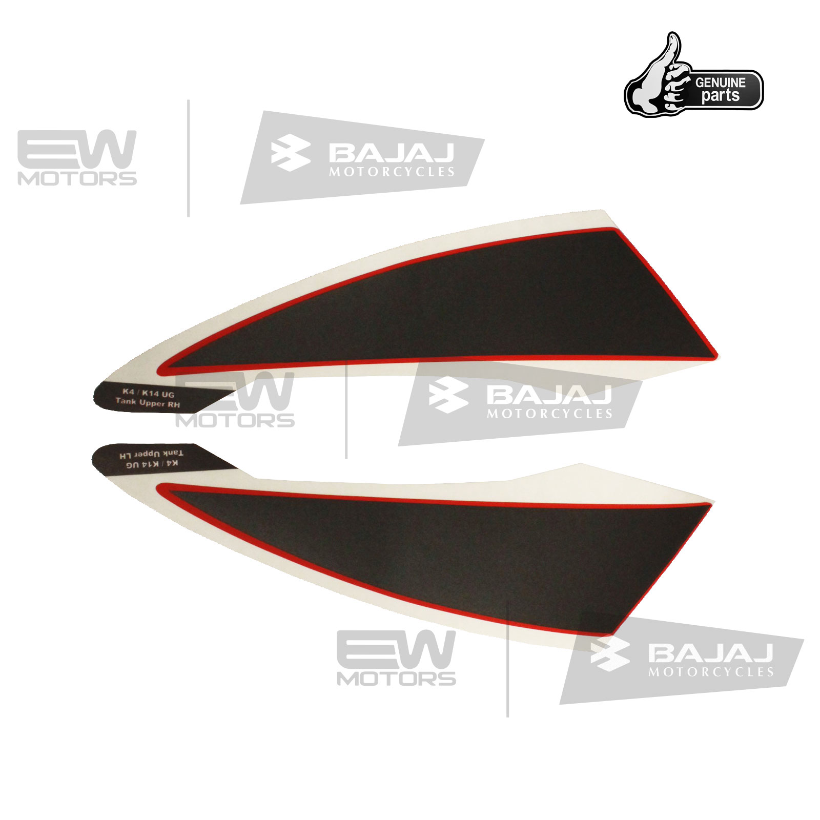 К-т наклеек на бак, красно/черный 36JL0115 BAJAJ