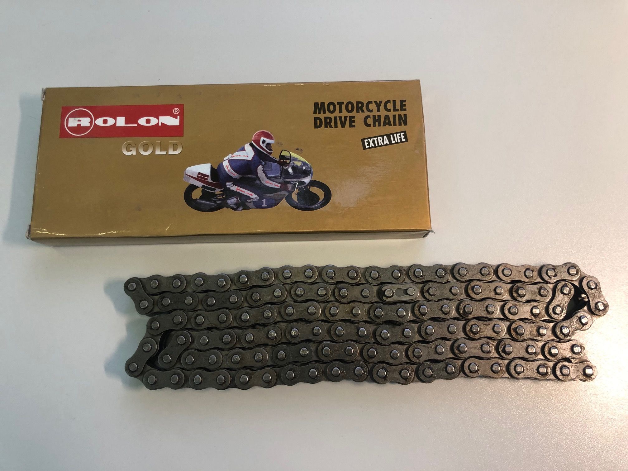 Цепь приводная ROLON R428HBS 130 звеньев, усиленная, бессальниковая, замок защёлка