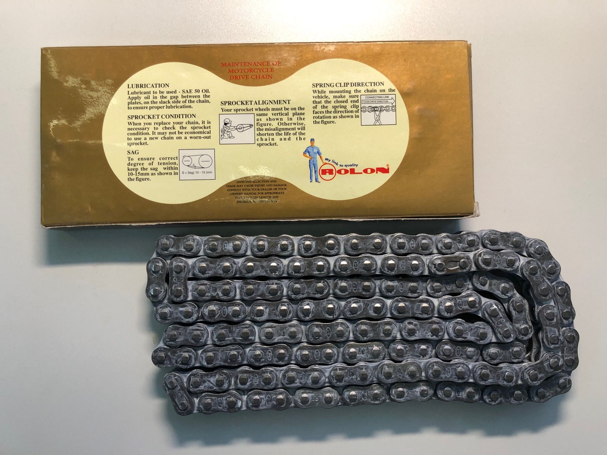 Цепь ROLON 428NXR 140 звеньев, сальниковая X-Ring, замок защёлка R428NXR-140-01 ROLON