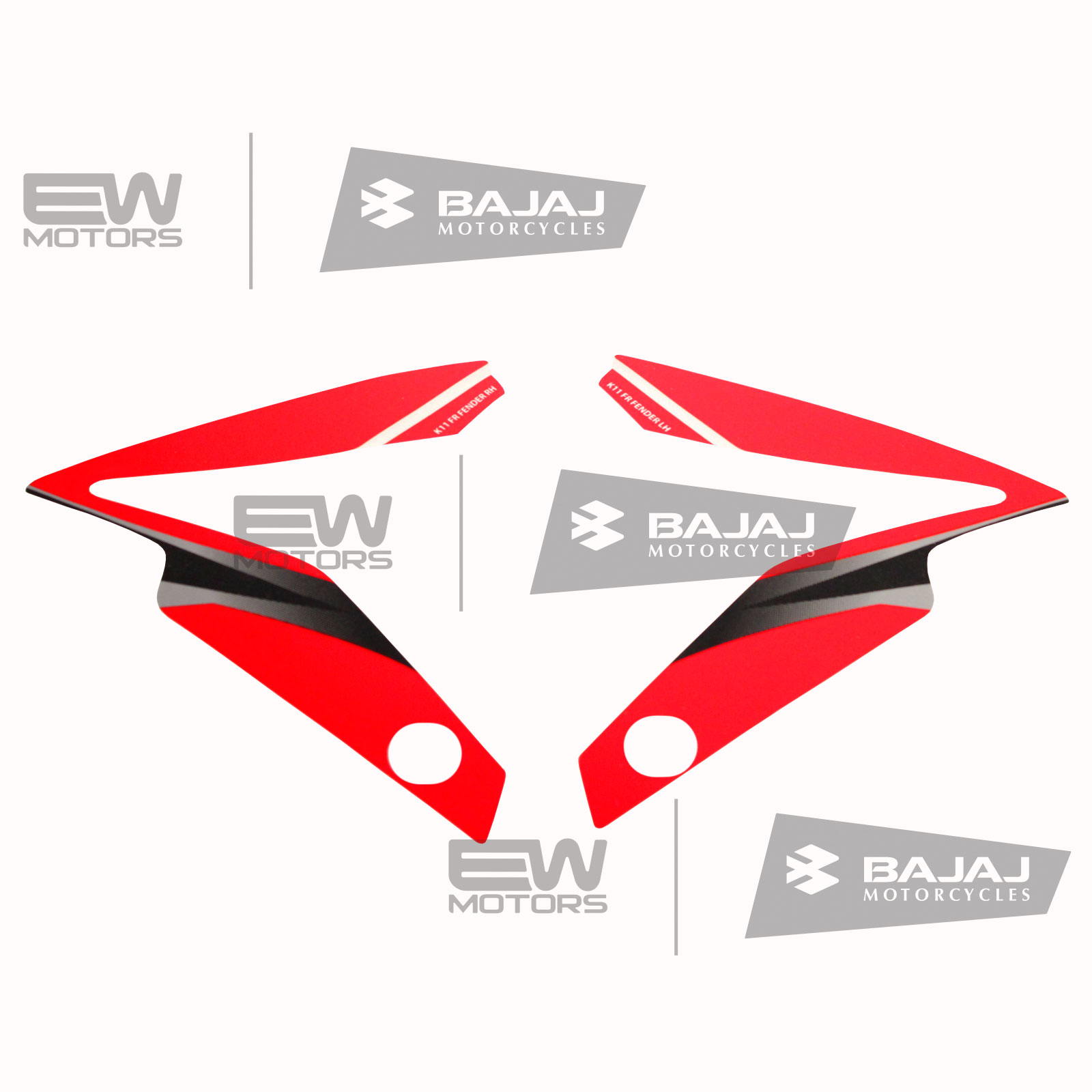 Наклейки переднего крыла, комплект, красный ( JL233079 - NS200 ) 36JF0012 BAJAJ